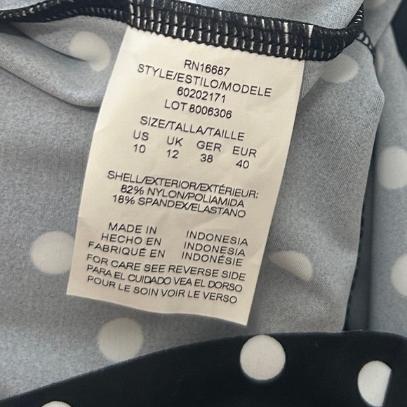 Swim Solutions Tankini Size 10 Black & White Polka Dots - Picture 12 of 14